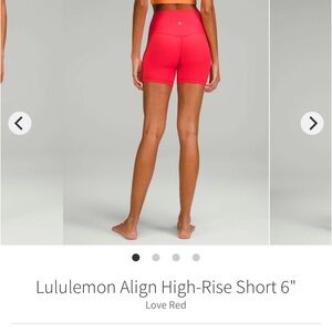 Lululemon Athletica Align Shorts 6” Love Red